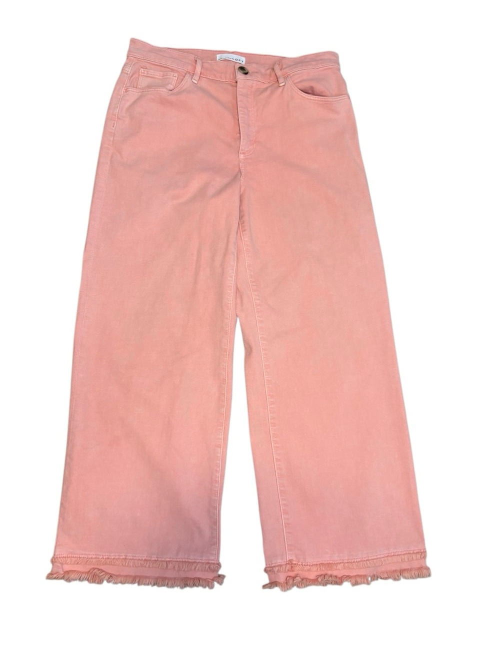 Loft Wide Leg Crop Jeans. Double Frayed. Peach Color. Sz 29/8. Good Condition.
